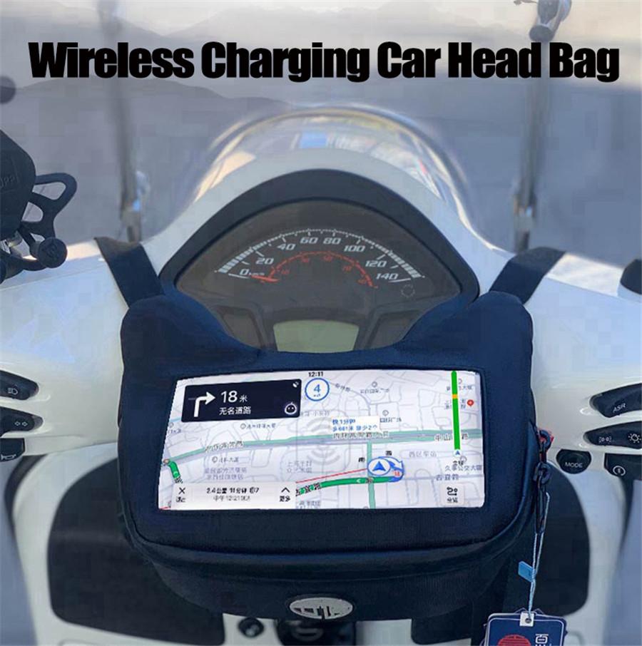 Motorcycle Handlebar Bag Storage Bag Mobile Phone Charger Waist Bag Black