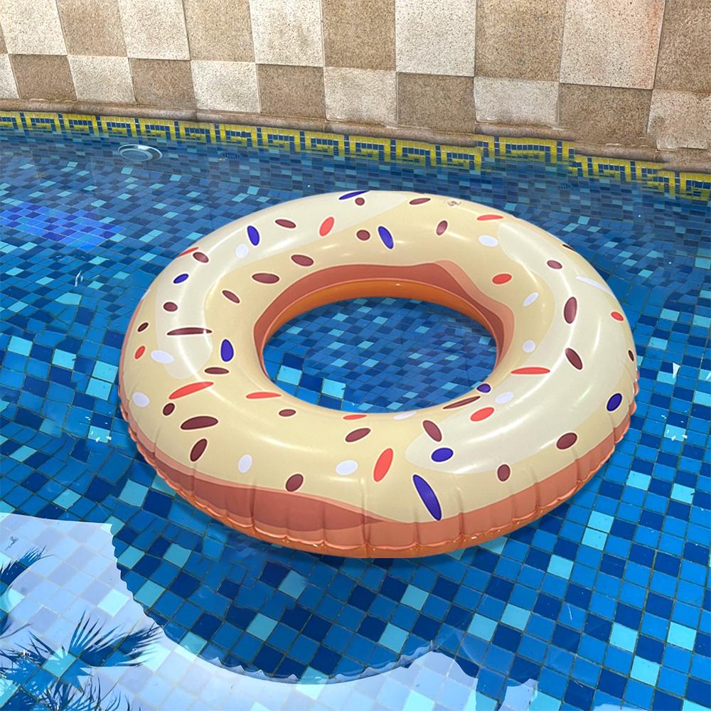 1 Pc Sweet Donut Pink Swimming Hoop Underarm Hoop Inflatable Floating Hoop Pvc Thickened Swimming Hoop, Suitable For Pool Beach
