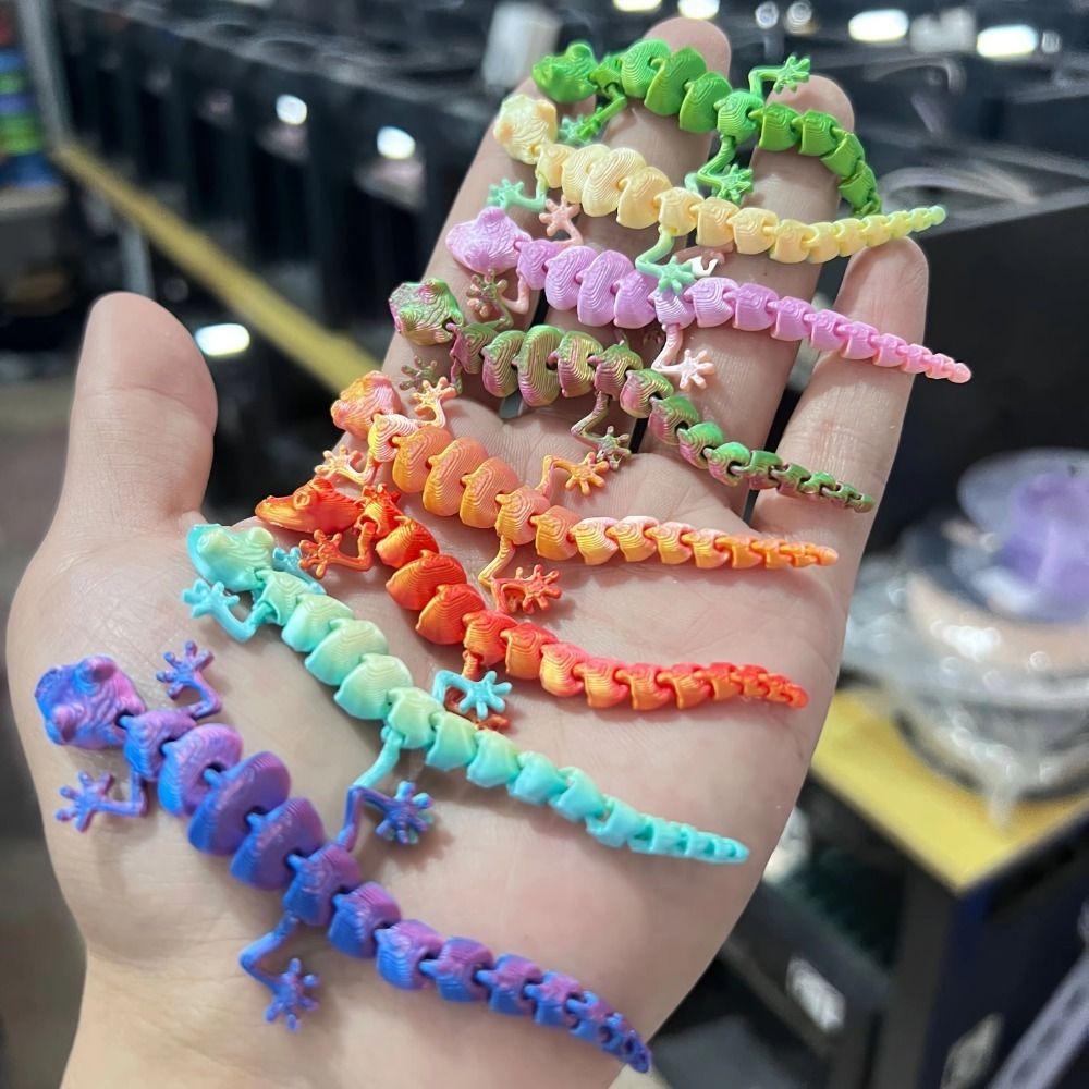 20Pcs Creative 3D Printed Gecko Model Lifelike 3D Printed Lizard Home Decoration