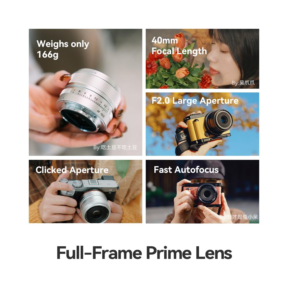 TTARTISAN AF 40mm F2 Compatible Autofocus Eye AF Ideal for Still Life and Environmental Silver Full-Frame Lens, Compact, Lightweight, Compatible,
