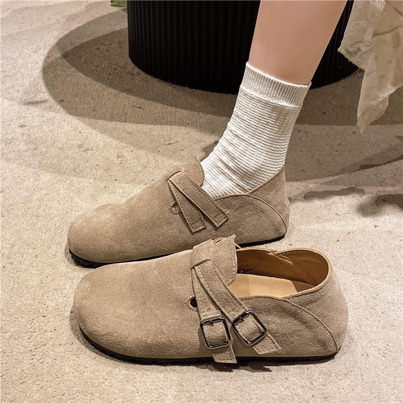 

Женские туфли на одной педали с круглым носком, новые туфли Doudou на мягкой подошве, лоферы с большим носком, женские туфли 35