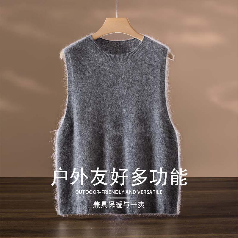 

Пушистый и приятный к коже! Пуловер без рукавов, жилет, женский повседневный универсальный трикотаж из смесовой шерсти и кашемира с начесом, с круглым вырезом L