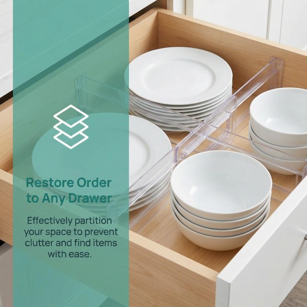 Transparent Drawer Divider Adjustable Partition Board Space Saving Storage Tool  Kitchen Organize