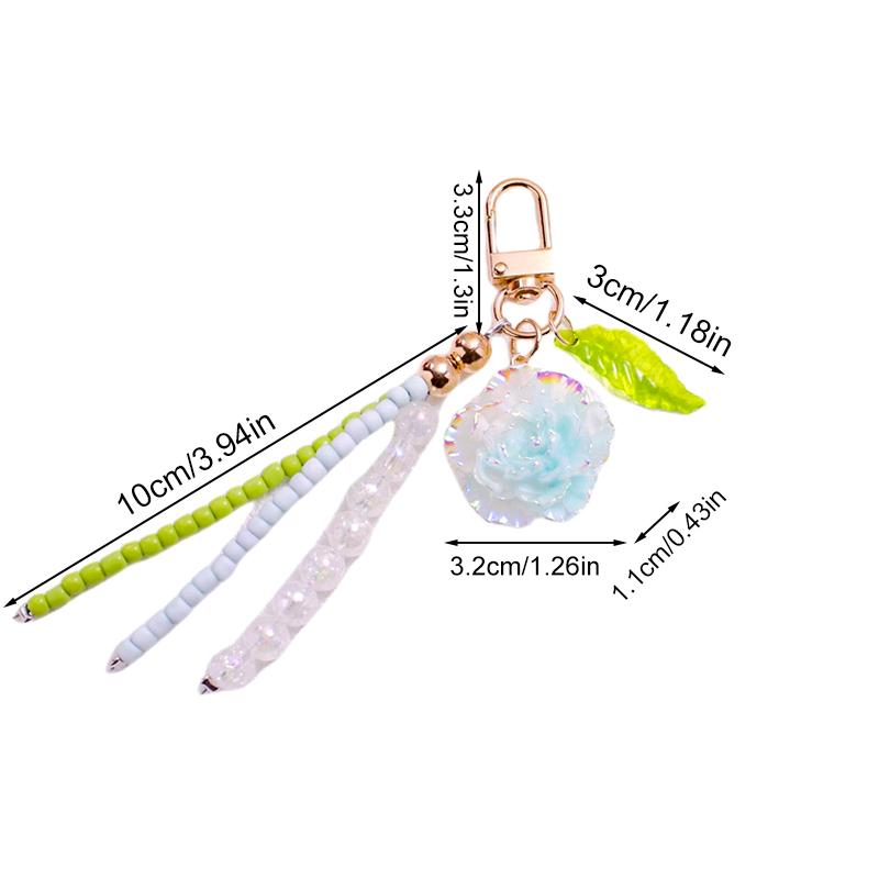 Women Girls Plastic Fashion Keychain Bag Pendants Beads Ornament Simulated Gift Key Rings Holders Decorative Accessories 6 Colors