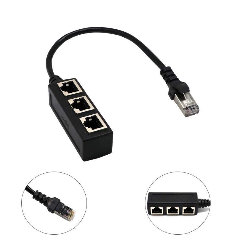 RJ45 1 Male to 3 Female LAN Ethernet Network Splitter Adapter Cable for Cat5, Cat5e, Cat6, Cat7 Durable