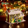1156PCS Weihnachts-Schneedorfhaus mit Licht Modellbausteine Winterarchitektur-Sammlung Bausteine Spielzeug für Kinder Geschenke