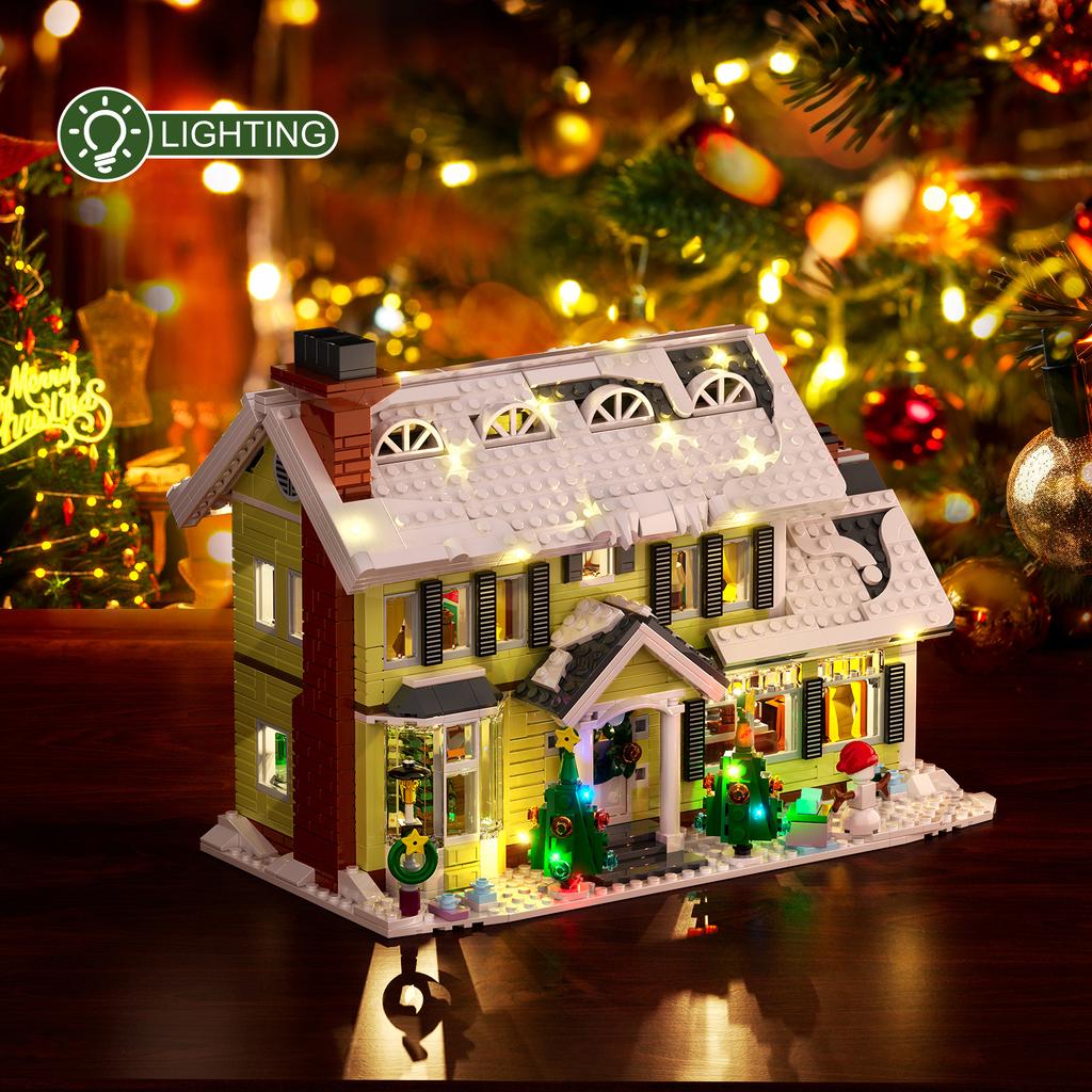 1156PCS Weihnachts-Schneedorfhaus mit Licht Modellbausteine Winterarchitektur-Sammlung Bausteine Spielzeug für Kinder Geschenke