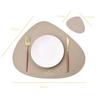 1/2/4PCS Triangle Placemat and Coaster Sets Faux Leather Luxury Table Pad Place Mat Tableware Cafe Pad Food Mat