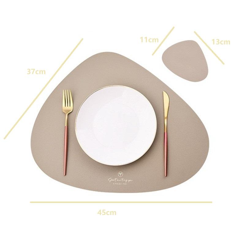 1/2/4PCS Triangle Placemat and Coaster Sets Faux Leather Luxury Table Pad Place Mat Tableware Cafe Pad Food Mat