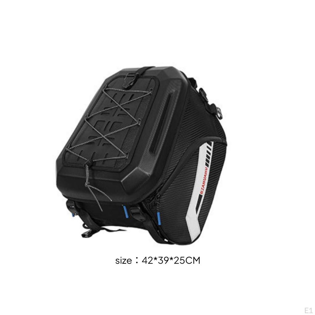 Motorcycle Tail Bag with Straps Rigid Rear Seat Molded for Motorcyclists, Commuters,