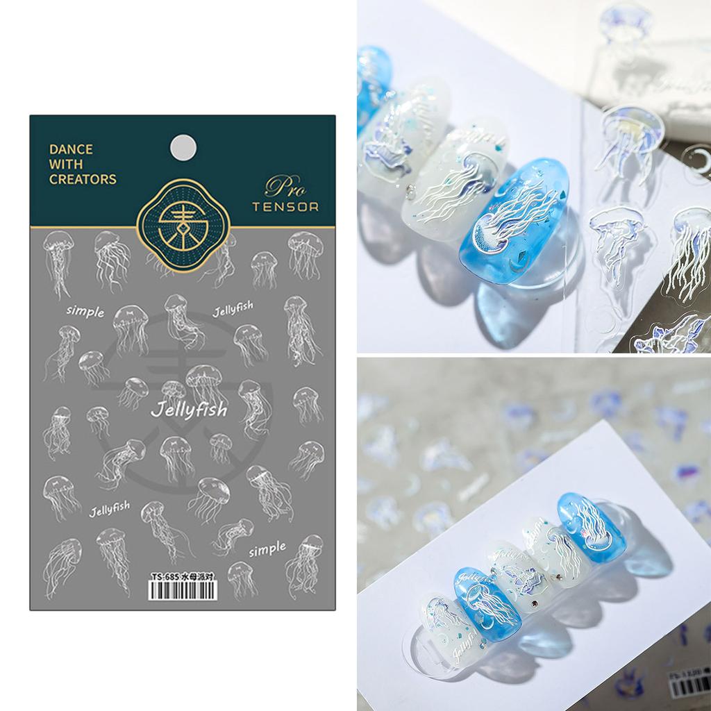 Unique Jellyfish Drop Glue Nail Sticker Personalized Nails Ornament Attractive Jewelry Accessories for Women Girl