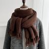 Premium autumn and winter waffle scarf women's fringed edge solid color daily versatile shawl with warm scarf