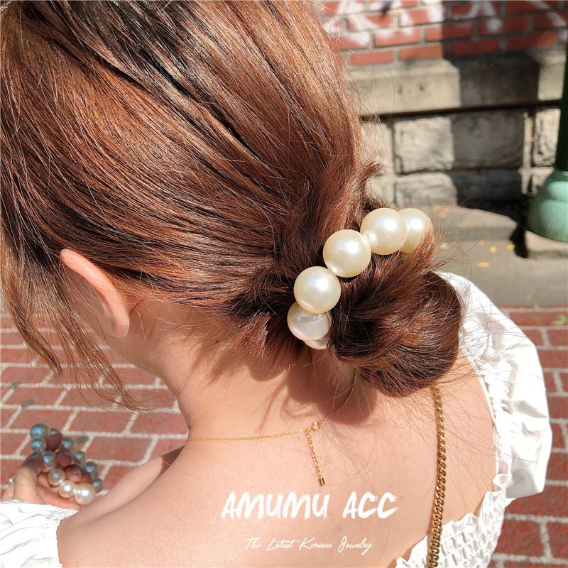 1 Pcs Woman Big Pearl Hair Ties Fashion Korean Style Hairband Scrunchies Girls Ponytail Holders Rubber Band Hair Accessories