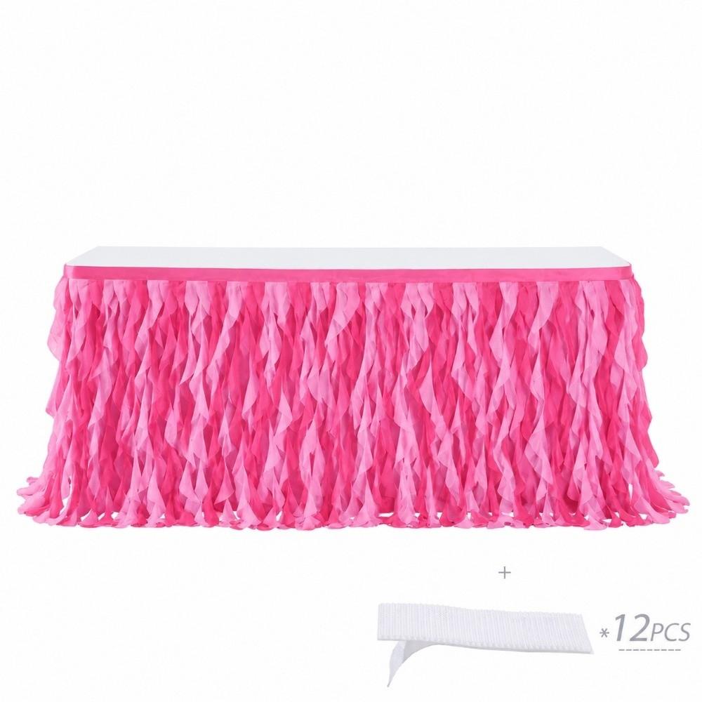 183cm*76cm Ruffle Table Skirt Multicolor Table Skirt Elegant Tulle Table Skirt for Baby Shower