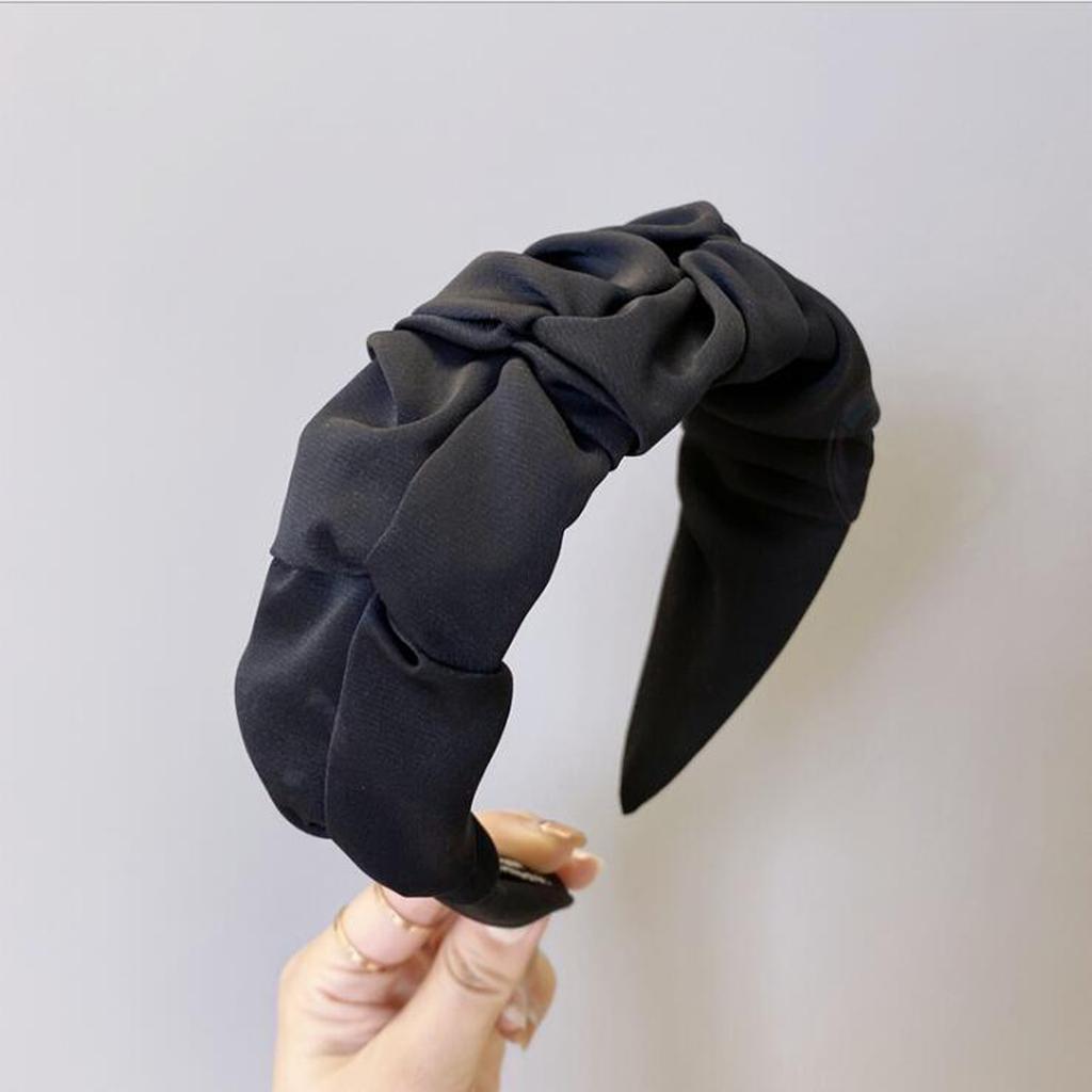 PROLY New Fashion Women Hairband Classic Wide Side Headband Flower Pleated Hairband Casual Hair Accessories Turban