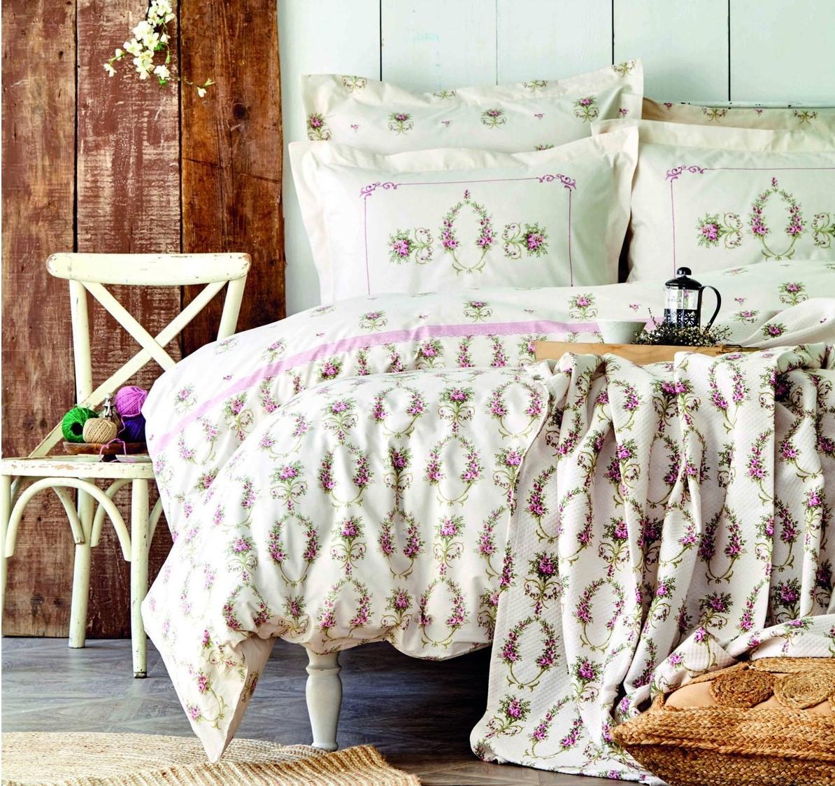 

Комплект двойного пододеяльника Karaca Home Alfia Powder из 100 % хлопка