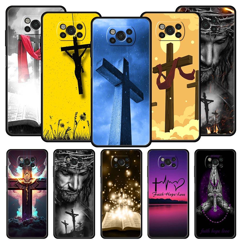 Phone Case for Xiaomi Poco F7 F6 F5 F4 F3 X7 X6 X5 X4 X3 NFC M4 C51 C55 GT Soft TPU Cover Faith Christian Religious Jesus Clear