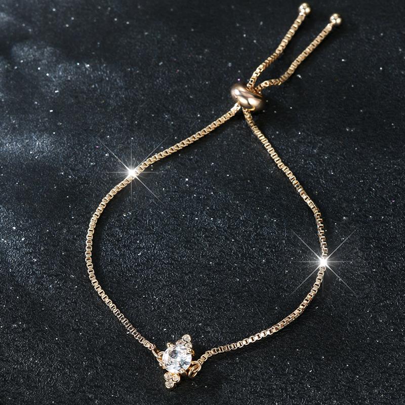 Women's Shiny White Cubic Zirconia Bracelet Luxury Gold Color Bracelet Dazzling Jewelry for Weddings and Parties