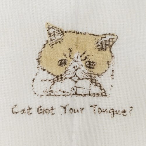 Koji Company Dishcloth, Made In Japan, Kaya Fabric, Cotton and Rayon, Exotic Shorthair, 30x30cm, White, 174017