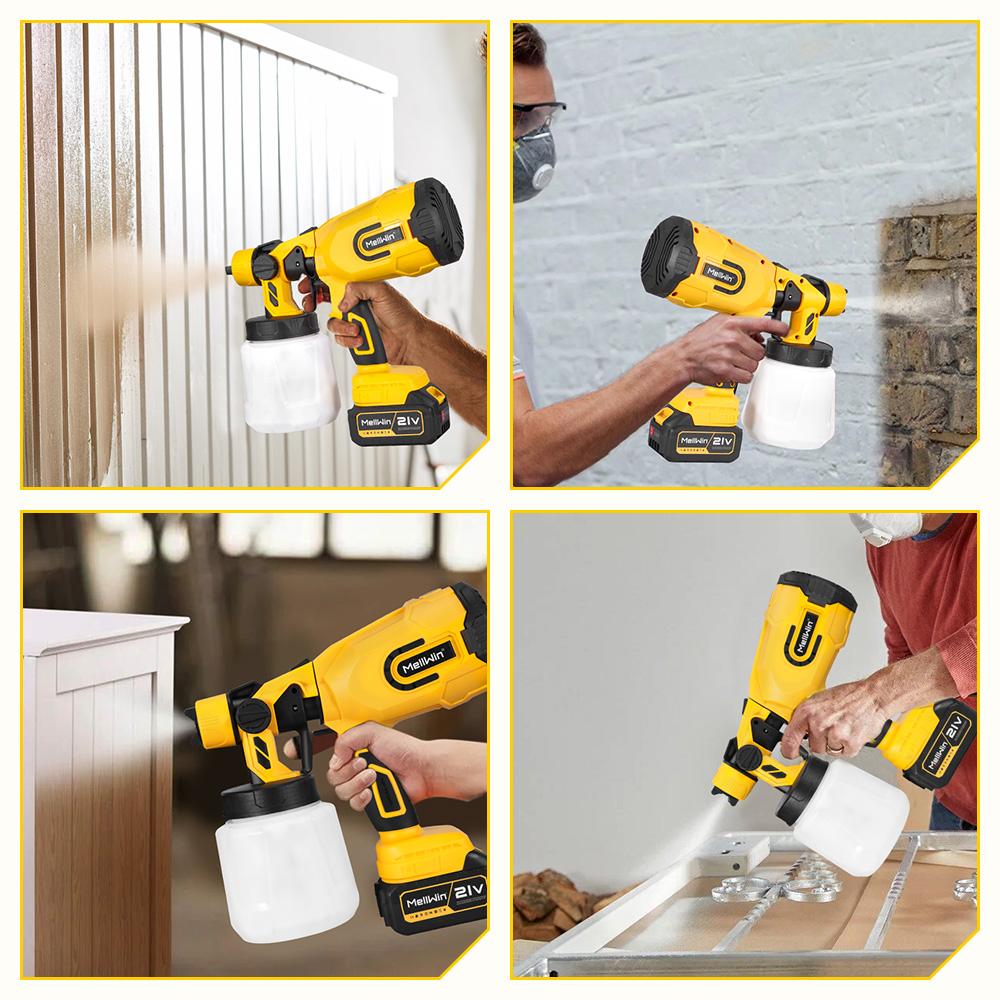 MELLWIN 1200ML Wireless Electric Paint Spray Gun Cordless Paint Sprayer Car Furniture Household Sprayer For Makita 18V Battery Pin