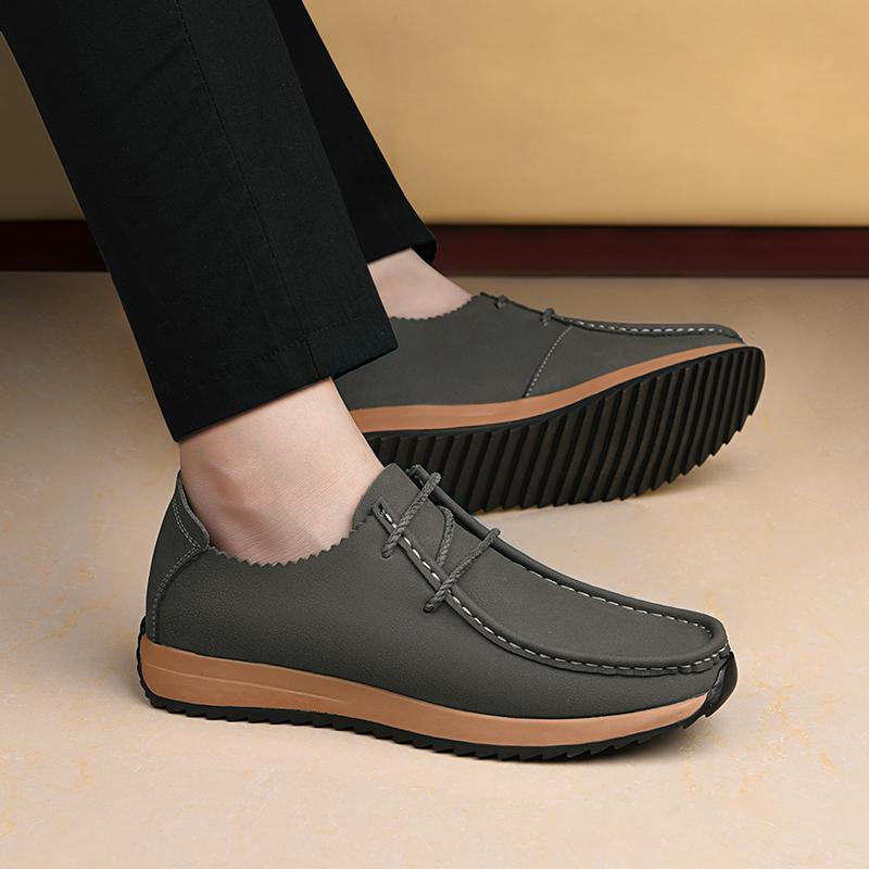 Fashion High Quality Handmade Stitched Leather Shoes Branded Business Office Casual Shoes Thick Soled Comfortable Anti Slip Men's Shoes
