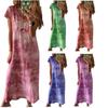 2025 Cross-Border Summer Women's V-Neck Loose Split Print Dress