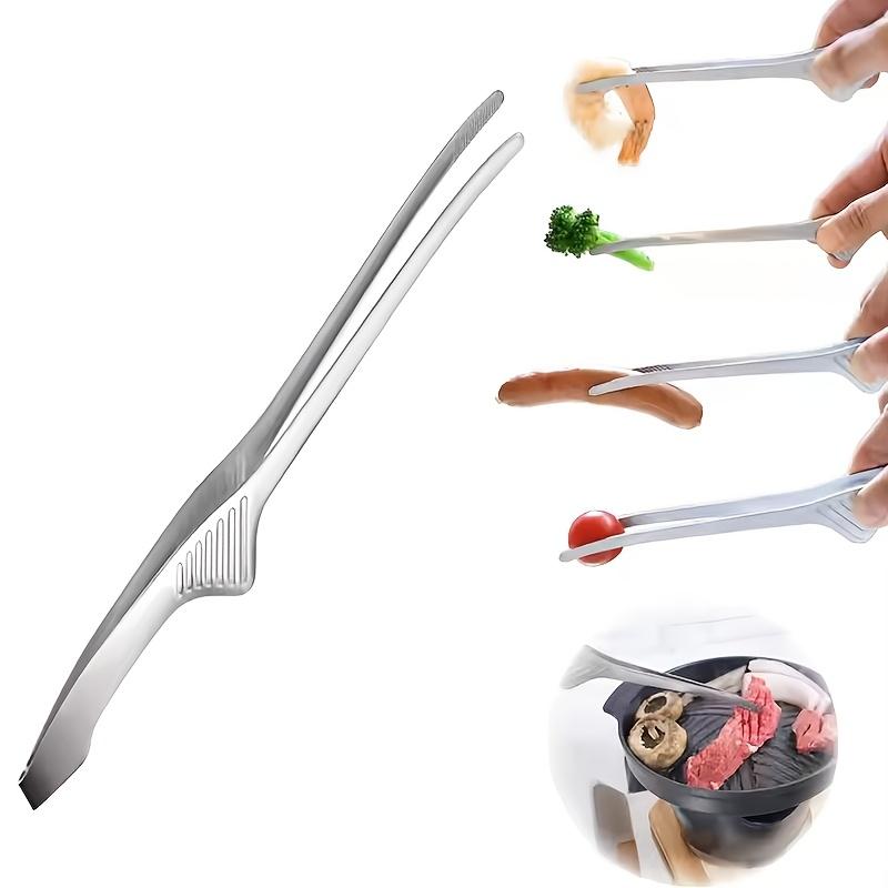 Grillzange aus Edelstahl, Selbststehende, rutschfeste Grillzange zum Servieren von Speisen, Salat, Camping, Barbecue, Langlebige Kochutensilien, Salatservierwerkzeuge