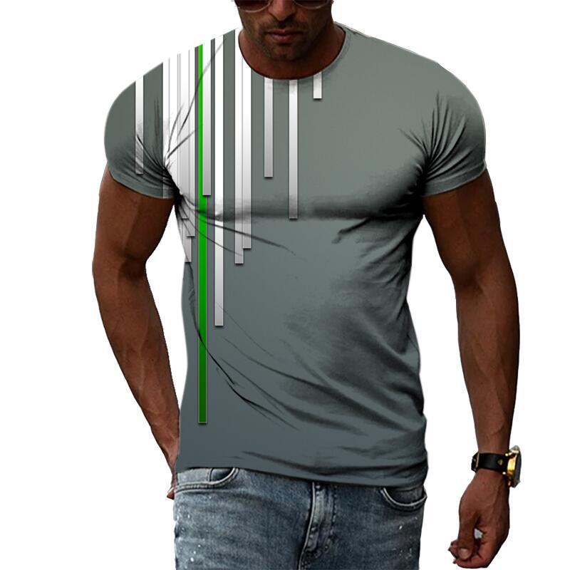Summer Men's 3D Printed Crew Neck T-Shirt Fashion Versatile Breathable Trend Casual