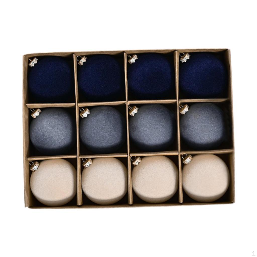 12 Pieces - Ornaments, Flocked Christmas Decoration, Shatter Decorative Balls