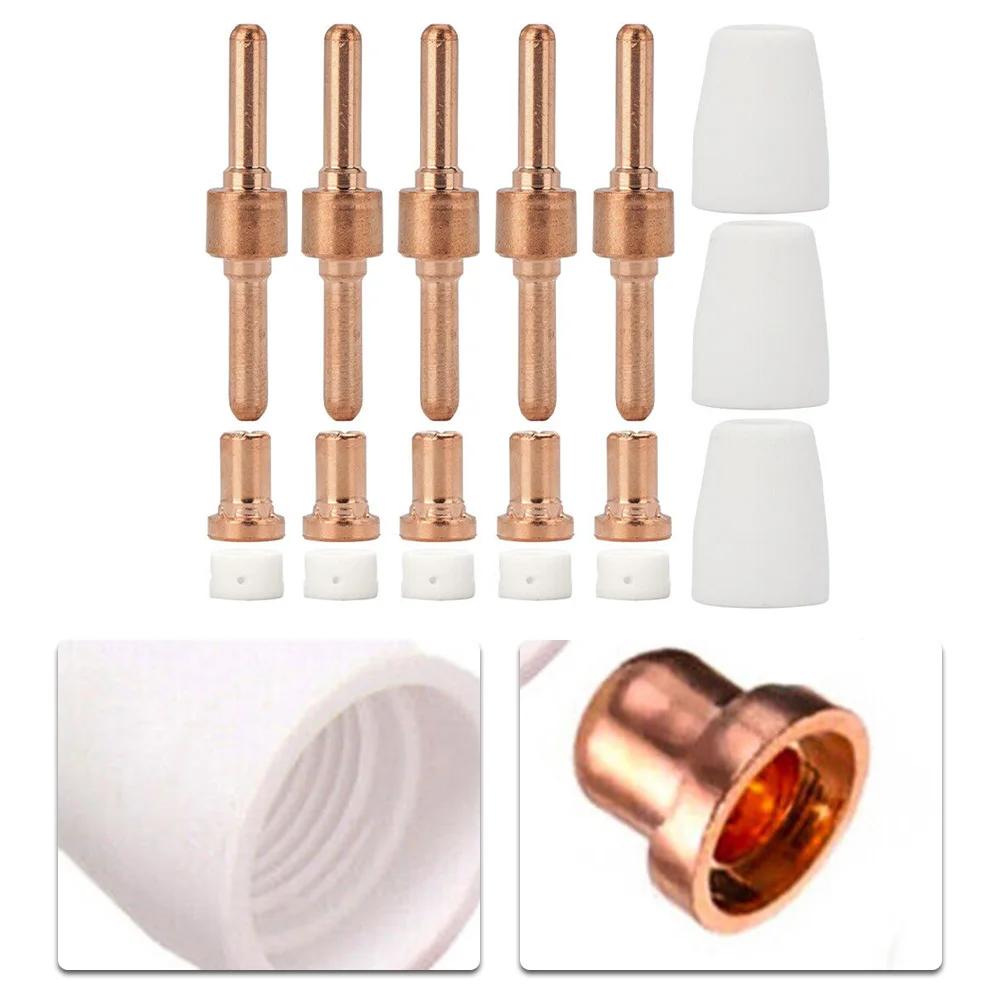 18 Piece Plasma Cutting Torch Replacement Kit For PT-31 LGK40 CUT40 Series Machines Copper Electrodes Porcelain Cups Gas Rings