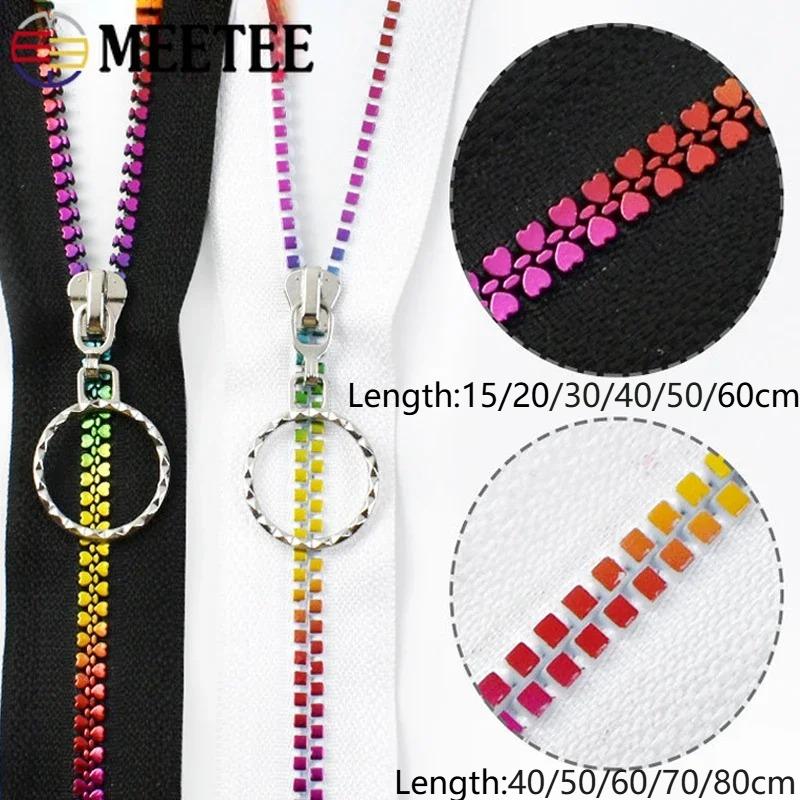 1/2Pcs 5# Resin Zip 15-80cm Open / Close End Auto Lock Zippers Rainbow Teeth Zipper Bag Coat Repair Kits Zips Sewing Accessories