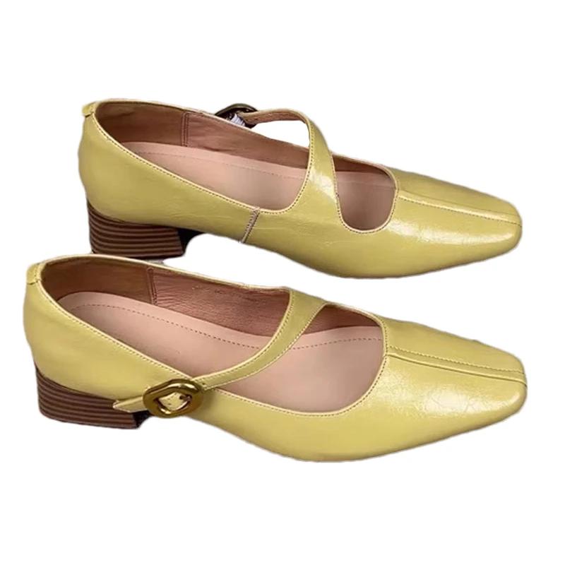 Elegant High Heels Women Shoes Designer Heeled Sandals Pumps 2025 Summer Shallow Buckle Shoes Chunky Mujer Zapatos