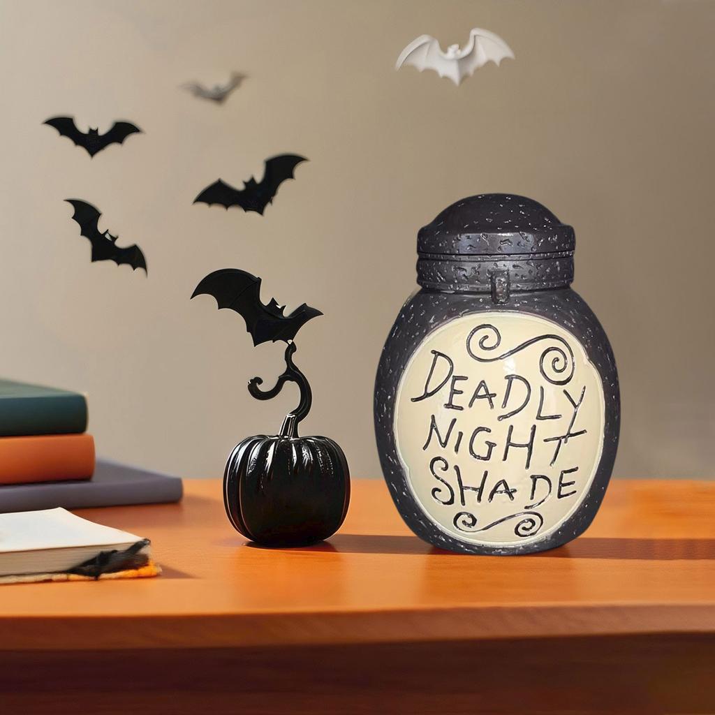 THE Before Christmas Deadly Night Shade Jar Ceramic Candle  Jasmine With 30-Hour Burn Time