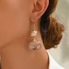 Bohemian Shell Necklace Earrings Set for Women Trendy Scallop Gold Plated Dangle Earring Clavicle Chain Party Jewelry Gift