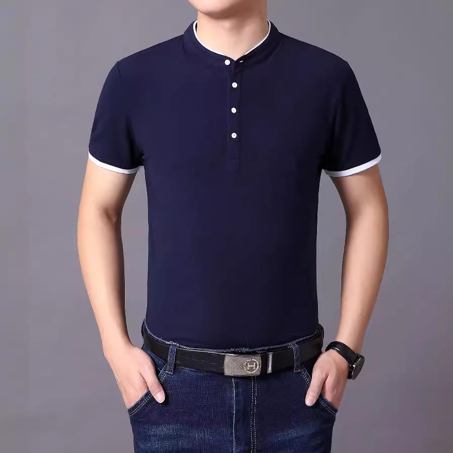 Men's Round Neck Cotton Casual T-Shirt - Solid Color Summer 2026