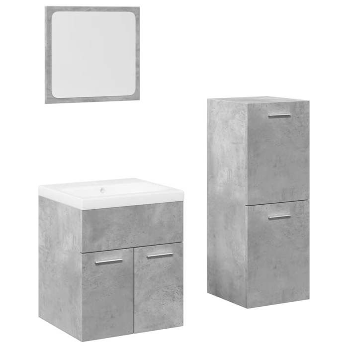 VidaXL Bathroom Furniture Set 4 Pcs Concrete Grey 3324882