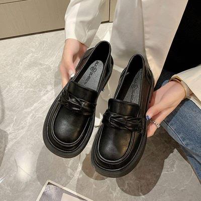 Loafers Women's 2025 Autumn New Platform Thick Heel Fashion British Single Shoes College Style One Pedal Jk Small Leather Shoes