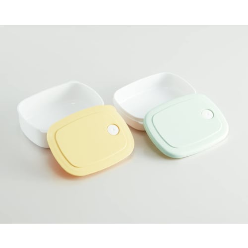 Skater Storage Containers 280ml & 400ml with Drawstring Bag, 3-Piece Set, Dull Green X Yellow, KSLGD2-A