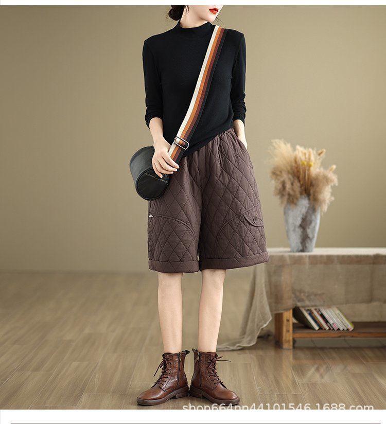 

2025 Winter Women s Plus Size Slimming Cotton Pants – Casual, Versatile, Thick, Lightweight, Warm, Five-Point Style M (suggested for 100-120 jin)