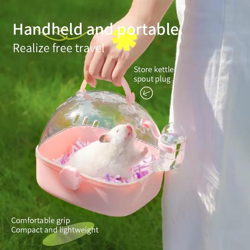 Portable Transparent Hamster Cage And Portable Large Space Golden Bear Supplies For Outdoor Activities Big Flower Branch Rat