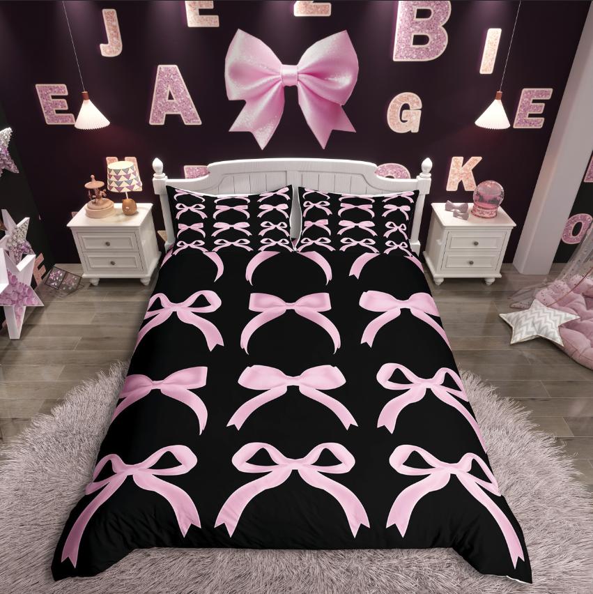 

Homewish Kawaii Набор пододеяльников с лентами и бантами, Мечтательный принцессный комплект постельного белья, Мультяшный комплект пододеяльника с бантами AU D 180x210cm 3pcs&set