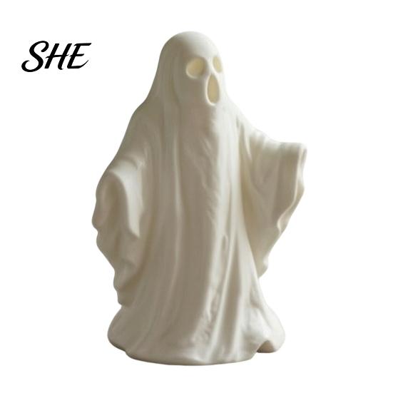 Kleine Geisterstatue für Schlafzimmer 3D-gedrucktes Ornament, Lustige Figur, Minimalistisches gefaltetes Schreibtischornament Halloween-Umhang-Skulptur Heimtischplatte Party