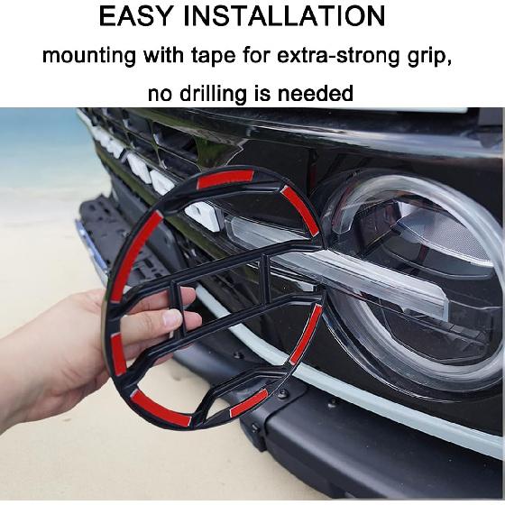 YOCTM for Ford Bronco Headlight Protective Cover | Glossy Front Headlamp Bezel Trim Fits Bronco Off-Road SUV 2021 2022 2023 2024 2025 Exterior