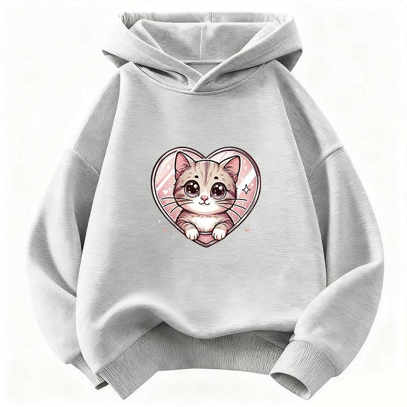kawaii Hooded Cat Cute Hoodie Cat Children's Sweatshirt Cute Harajuku Hoody for Boys Girls Autumn Winter Casual