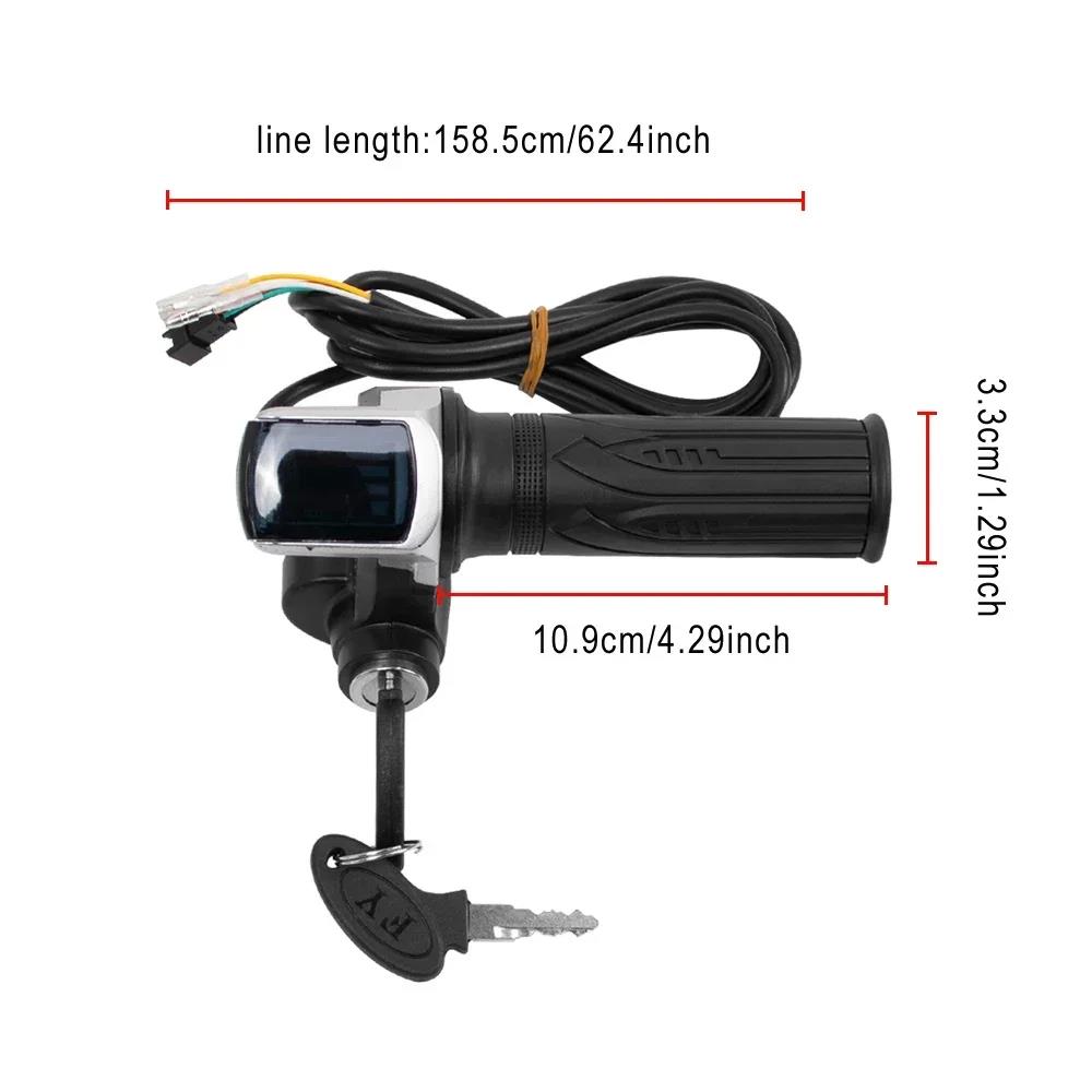 36V 48V 60V Electric Bicycle Throttle Grip E-bike Handlebar with Lock Ebike Scooter Accelerator Power Indicator Key LED Display Throttles 2