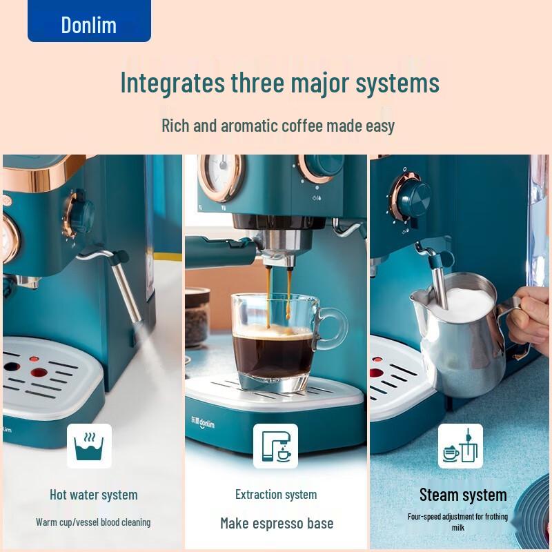 Donlim Semi-Automatic Espresso Machine with Steam Frother CN plug (adapter included)