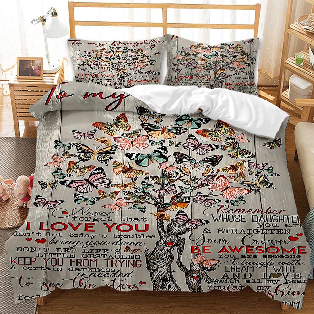 3D Digitally Printed Postcard Envelope Animal Model Three-Piece Set Abrasive Quilt Cover Bedding Kit