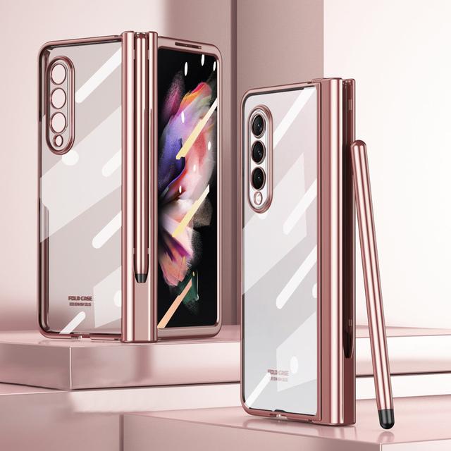 

Прозрачный чехол для Samsung Galaxy Z Fold 3 с S Pen, защитой шарниров и передней защитной пленкой из закаленного стекла for Galaxy Z Fold 3