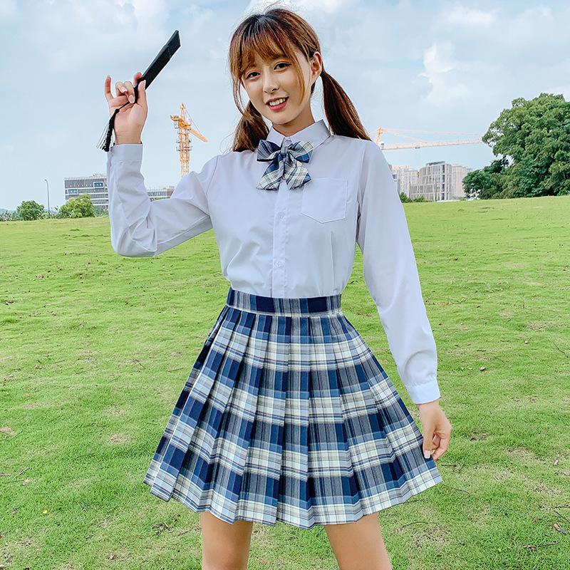 Gentle JK Plaid Pleated Skirt - High Waist Japanese School Uniform for Women