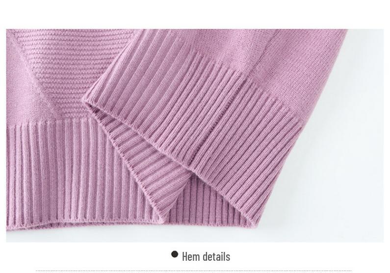 2023 Autumn/Winter New Arrival: V-Neck Knitted Sweater for Middle-Aged & Elderly Women - Fashionable, Long Sleeve, Plus Size, Loose Fit Mother's Wear